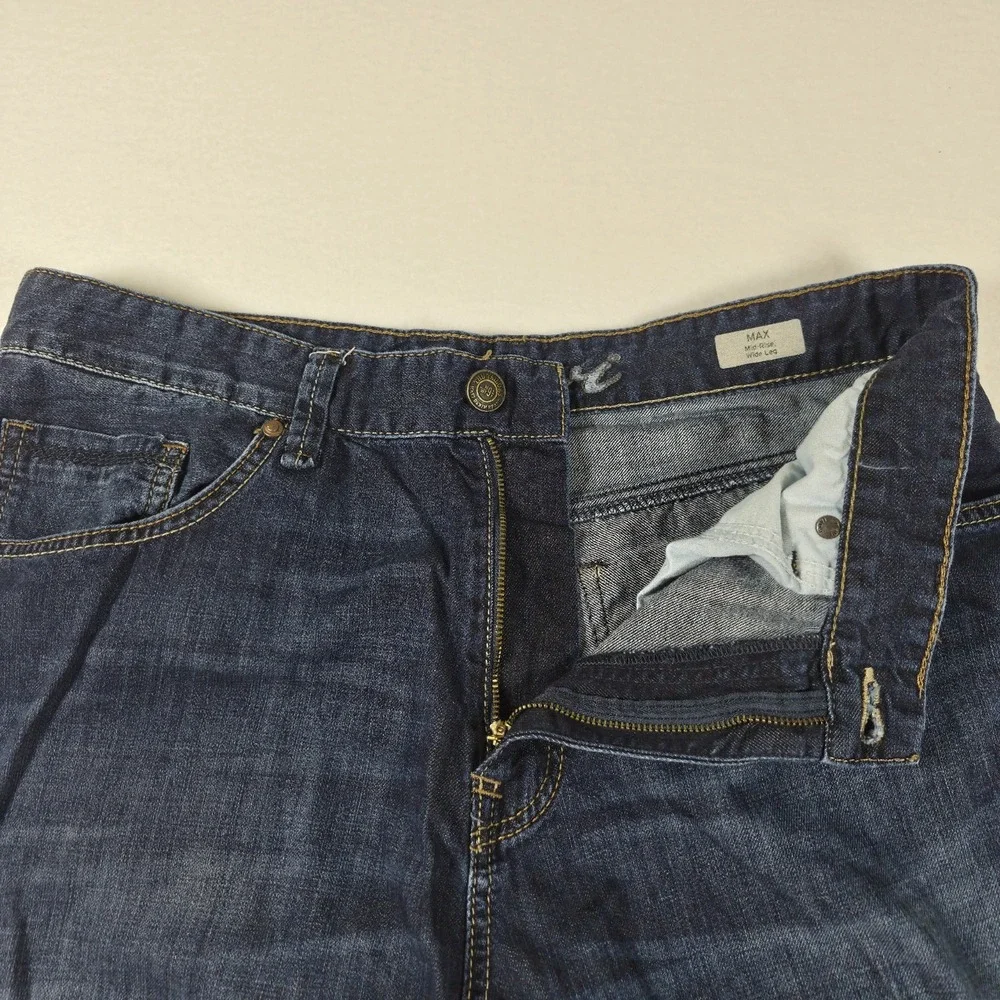Mavi Max Blue Jeans Men's 34x34 Mid-rise Baggy Wide Leg Dark Wash